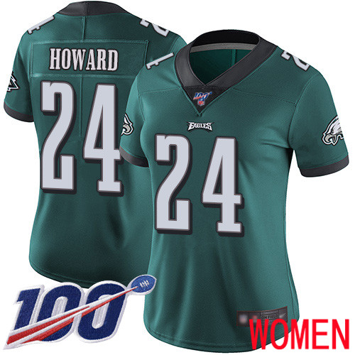 Women Philadelphia Eagles #24 Jordan Howard Midnight Green Team Color Vapor Untouchable NFL Jersey 1->women nfl jersey->Women Jersey